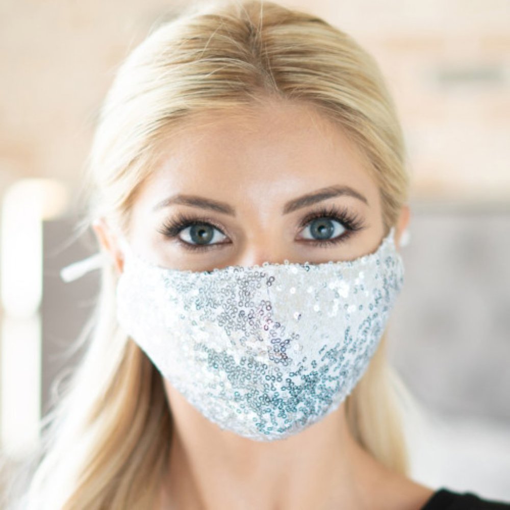 Glamour Sequin Face Mask (Silver)